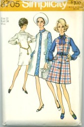 8705 70 LS DRESS, SLEEVELESS NO COLLAR COAT PATTERN 12 34